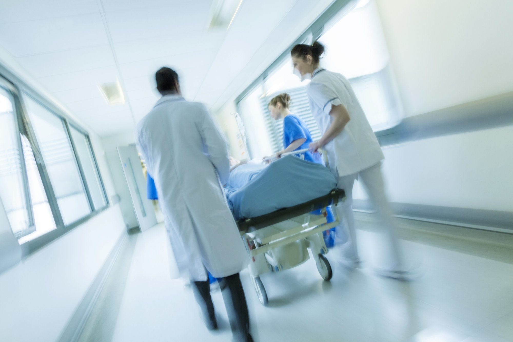patient wheeled in a hospital